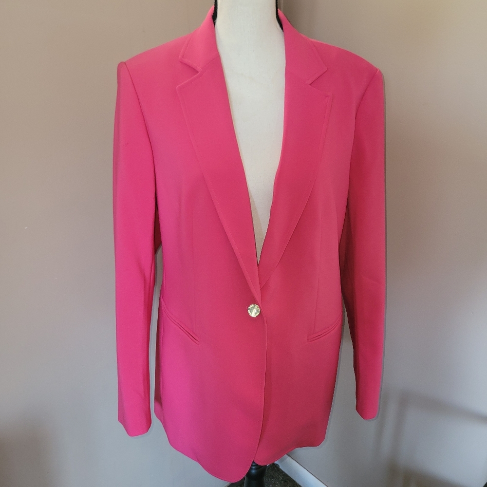Anne Klein Hot Pink Single-Button Blazer